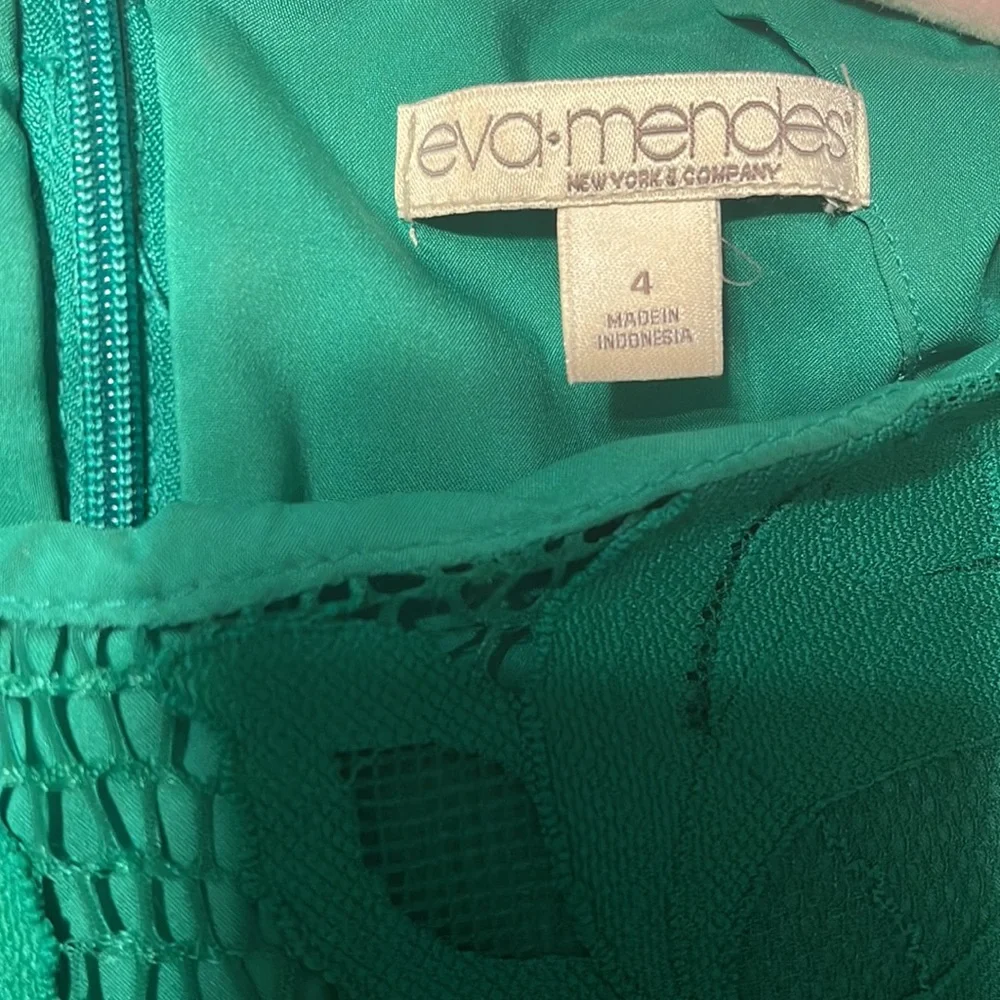 Eva Mendes for New York & Co lace overlay sleeveless green dress size 4 NWOT - Picture 3 of 14